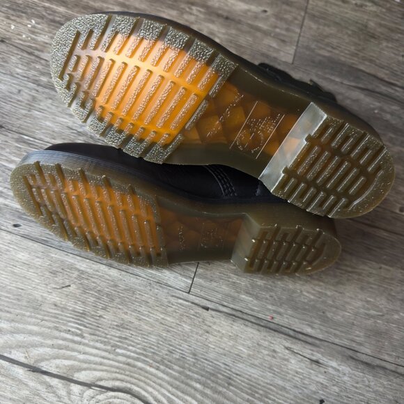Dr. Martens 1460 Pascal Black Leather Boots Yellow Stitching & AirWair Sole Sz 6 - Picture 9 of 10